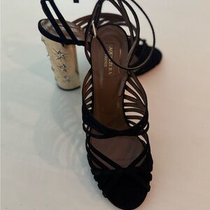 AQUAZZURA Womens Black Pumps with Gold Heel